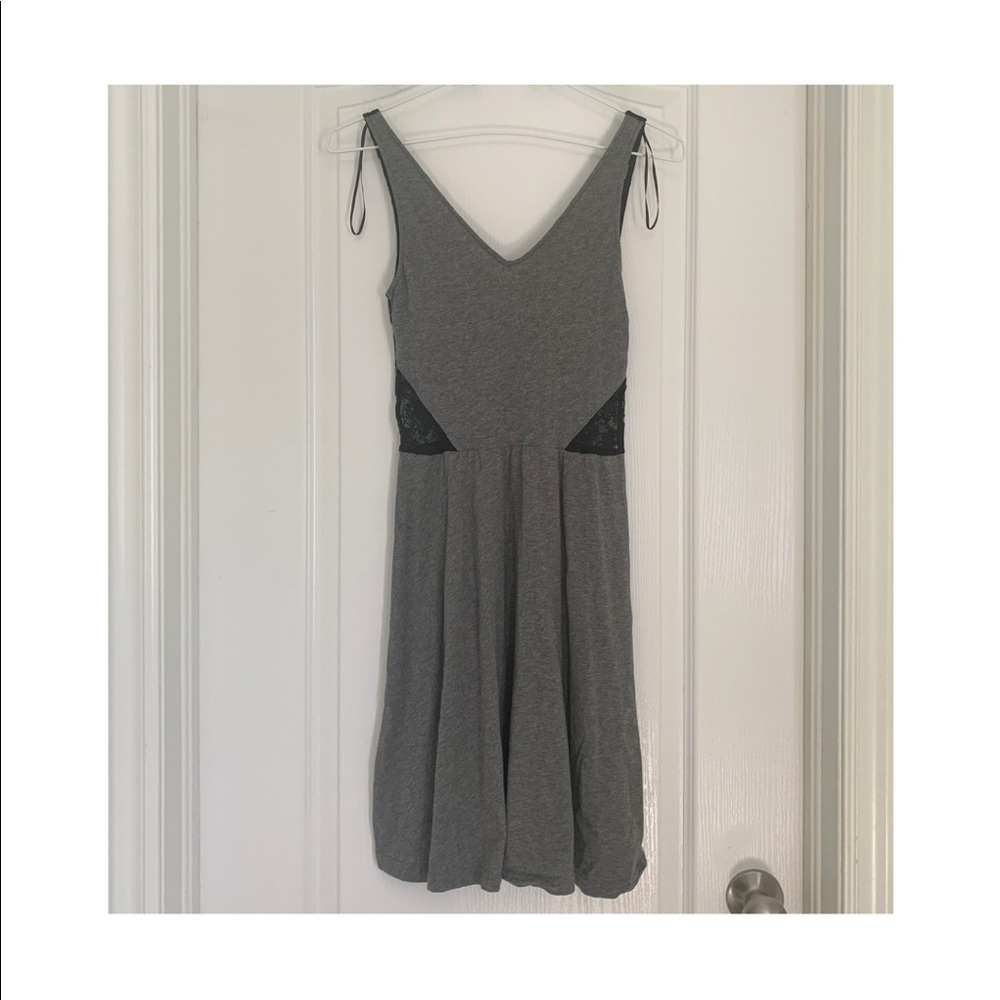 H&M grey dress with lace cutouts